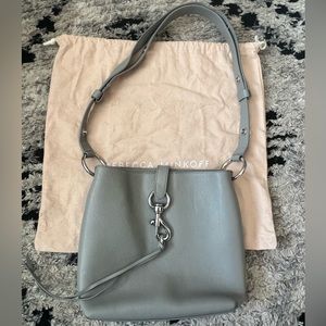 REBECCA MINKOFF Grey Megan crossbody feed bag